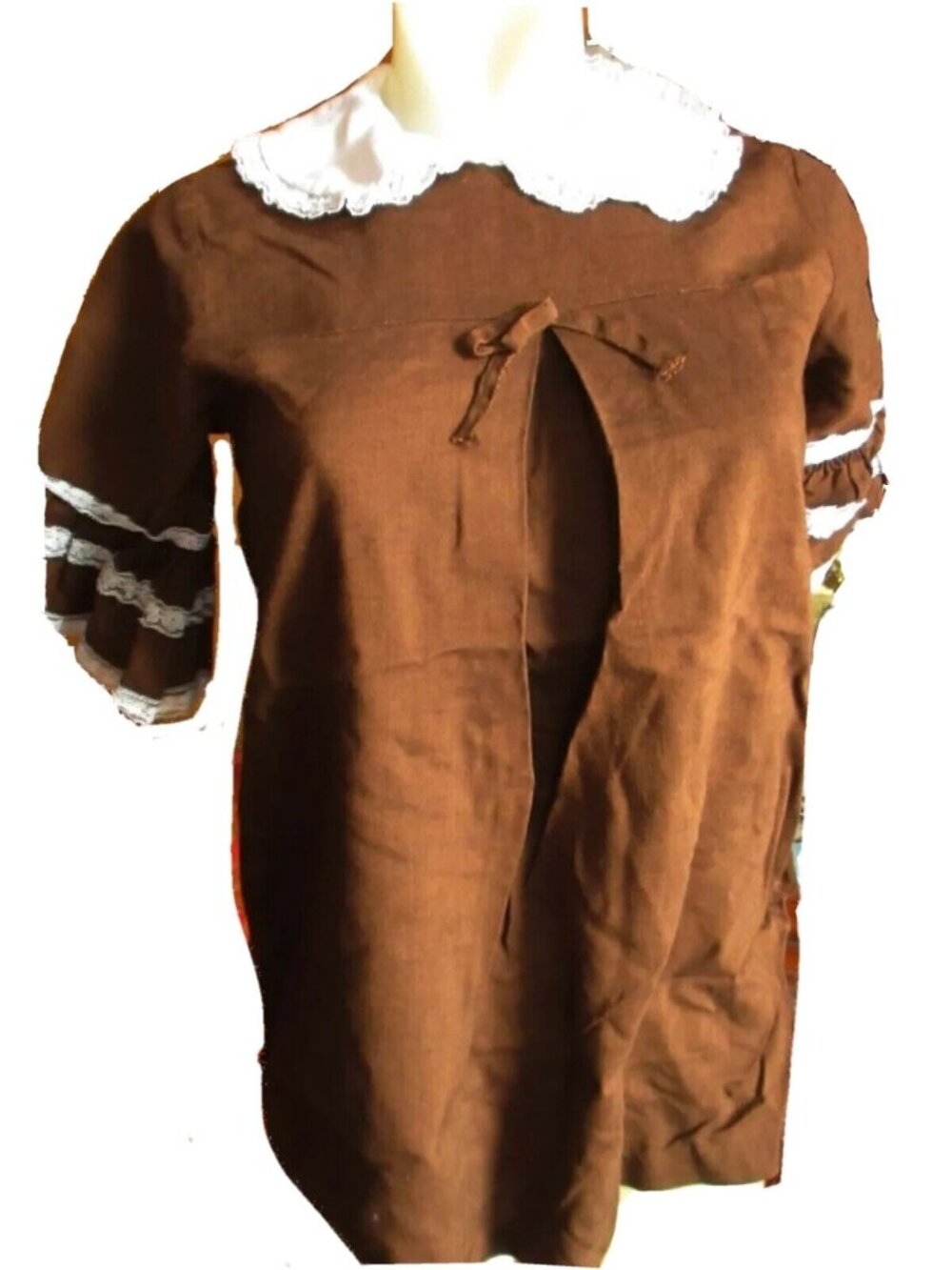 6 Girls True Vintage Dress 1970's UNION MADE RAYON ACETATE VERUCA SALT BROWN MOD
